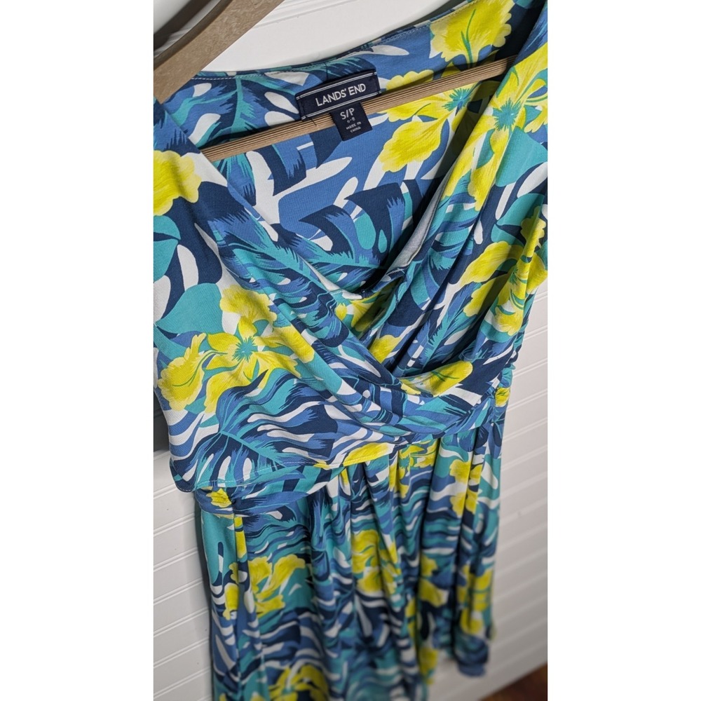 Lands End Womens Dress Fits 6-8 Stretchy Spring Summer Floral Tropical Resort - Picture 2 of 6